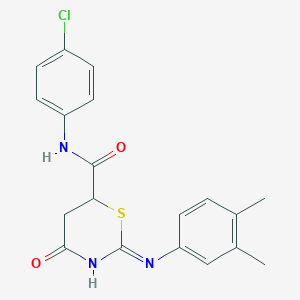 molecular formula C19H18ClN3O2S B6047480 N-(4-chlorophenyl)-2-[(3,4-dimethylphenyl)amino]-4-oxo-5,6-dihydro-4H-1,3-thiazine-6-carboxamide 