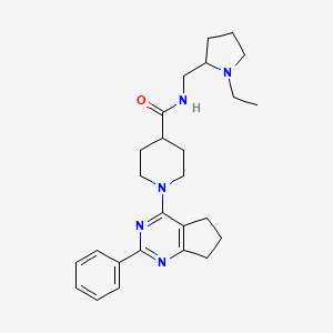 molecular formula C26H35N5O B6047487 N-[(1-ethyl-2-pyrrolidinyl)methyl]-1-(2-phenyl-6,7-dihydro-5H-cyclopenta[d]pyrimidin-4-yl)-4-piperidinecarboxamide 