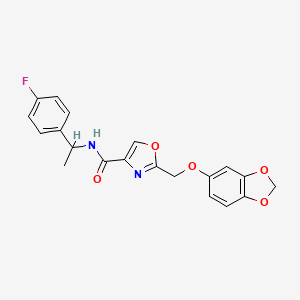 molecular formula C20H17FN2O5 B6047504 2-[(1,3-benzodioxol-5-yloxy)methyl]-N-[1-(4-fluorophenyl)ethyl]-1,3-oxazole-4-carboxamide 