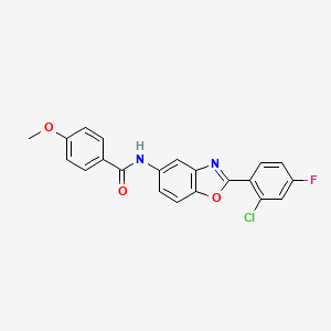 N-[2-(2-chloro-4-fluorophenyl)-1,3-benzoxazol-5-yl]-4-methoxybenzamide