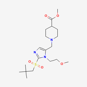molecular formula C19H33N3O5S B6047562 methyl 1-{[2-[(2,2-dimethylpropyl)sulfonyl]-1-(2-methoxyethyl)-1H-imidazol-5-yl]methyl}-4-piperidinecarboxylate 