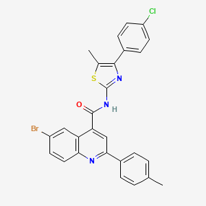 molecular formula C27H19BrClN3OS B6047606 6-bromo-N-[4-(4-chlorophenyl)-5-methyl-1,3-thiazol-2-yl]-2-(4-methylphenyl)-4-quinolinecarboxamide 
