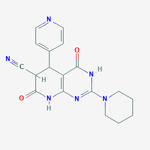 molecular formula C18H18N6O2 B6047640 4,7-dioxo-2-(1-piperidinyl)-5-(4-pyridinyl)-3,4,5,6,7,8-hexahydropyrido[2,3-d]pyrimidine-6-carbonitrile 