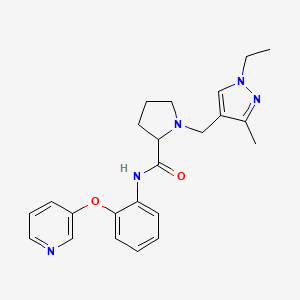 molecular formula C23H27N5O2 B6047652 1-[(1-ethyl-3-methyl-1H-pyrazol-4-yl)methyl]-N-[2-(3-pyridinyloxy)phenyl]prolinamide 