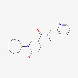 molecular formula C20H29N3O2 B6047683 1-cycloheptyl-N-methyl-6-oxo-N-(2-pyridinylmethyl)-3-piperidinecarboxamide 