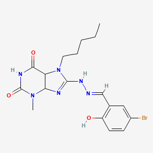 B604770 8-[(2E)-2-[(5-bromo-2-hydroxyphenyl)methylidene]hydrazin-1-yl]-3-methyl-7-pentyl-2,3,6,7-tetrahydro-1H-purine-2,6-dione CAS No. 330818-44-5