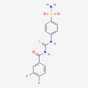 molecular formula C14H11F2N3O3S2 B6047709 N-({[4-(aminosulfonyl)phenyl]amino}carbonothioyl)-3,4-difluorobenzamide 