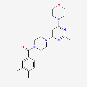 molecular formula C22H29N5O2 B6047711 4-{6-[4-(3,4-dimethylbenzoyl)-1-piperazinyl]-2-methyl-4-pyrimidinyl}morpholine 