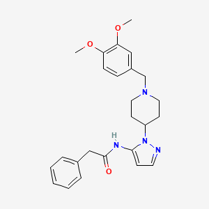 molecular formula C25H30N4O3 B6047718 N-{1-[1-(3,4-dimethoxybenzyl)-4-piperidinyl]-1H-pyrazol-5-yl}-2-phenylacetamide 