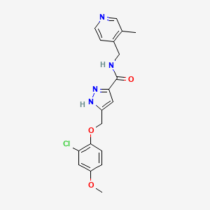 molecular formula C19H19ClN4O3 B6047722 5-[(2-chloro-4-methoxyphenoxy)methyl]-N-[(3-methyl-4-pyridinyl)methyl]-1H-pyrazole-3-carboxamide 