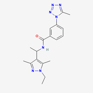 molecular formula C18H23N7O B6047733 N-[1-(1-ethyl-3,5-dimethyl-1H-pyrazol-4-yl)ethyl]-3-(5-methyl-1H-tetrazol-1-yl)benzamide 