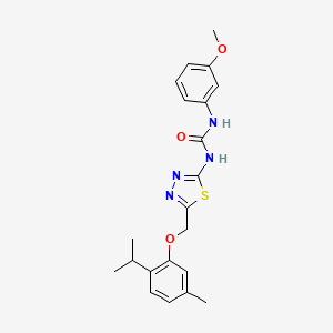 molecular formula C21H24N4O3S B6047747 N-{5-[(2-isopropyl-5-methylphenoxy)methyl]-1,3,4-thiadiazol-2-yl}-N'-(3-methoxyphenyl)urea 