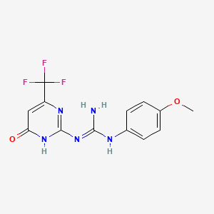 molecular formula C13H12F3N5O2 B6047752 N-(4-methoxyphenyl)-N'-[6-oxo-4-(trifluoromethyl)-1,6-dihydro-2-pyrimidinyl]guanidine 