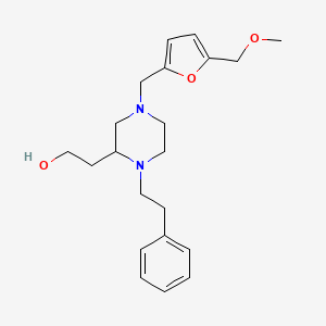 molecular formula C21H30N2O3 B6047757 2-[4-{[5-(methoxymethyl)-2-furyl]methyl}-1-(2-phenylethyl)-2-piperazinyl]ethanol 