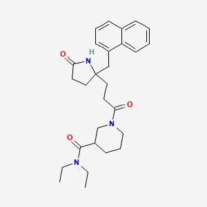 molecular formula C28H37N3O3 B6047822 N,N-diethyl-1-{3-[2-(1-naphthylmethyl)-5-oxo-2-pyrrolidinyl]propanoyl}-3-piperidinecarboxamide 