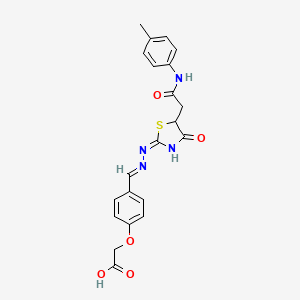 molecular formula C21H20N4O5S B6047831 {4-[(5-{2-[(4-methylphenyl)amino]-2-oxoethyl}-4-oxo-1,3-thiazolidin-2-ylidene)carbonohydrazonoyl]phenoxy}acetic acid 