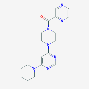molecular formula C18H23N7O B6047919 4-(1-piperidinyl)-6-[4-(2-pyrazinylcarbonyl)-1-piperazinyl]pyrimidine 