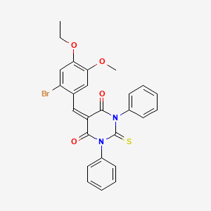 molecular formula C26H21BrN2O4S B6048042 5-(2-bromo-4-ethoxy-5-methoxybenzylidene)-1,3-diphenyl-2-thioxodihydropyrimidine-4,6(1H,5H)-dione 