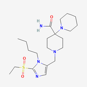 molecular formula C21H37N5O3S B6048052 1'-{[1-butyl-2-(ethylsulfonyl)-1H-imidazol-5-yl]methyl}-1,4'-bipiperidine-4'-carboxamide 