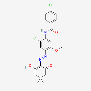 molecular formula C22H21Cl2N3O4 B6048127 4-chloro-N-{2-chloro-4-[2-(4,4-dimethyl-2,6-dioxocyclohexylidene)hydrazino]-5-methoxyphenyl}benzamide 