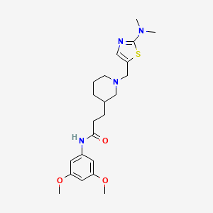 molecular formula C22H32N4O3S B6048137 N-(3,5-dimethoxyphenyl)-3-(1-{[2-(dimethylamino)-1,3-thiazol-5-yl]methyl}-3-piperidinyl)propanamide 