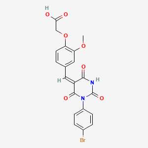 molecular formula C20H15BrN2O7 B6048159 (4-{[1-(4-bromophenyl)-2,4,6-trioxotetrahydro-5(2H)-pyrimidinylidene]methyl}-2-methoxyphenoxy)acetic acid 