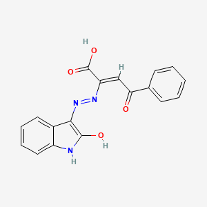 molecular formula C18H13N3O4 B6048171 4-oxo-2-[2-(2-oxo-1,2-dihydro-3H-indol-3-ylidene)hydrazino]-4-phenyl-2-butenoic acid 