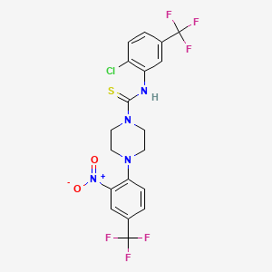 molecular formula C19H15ClF6N4O2S B6048178 N-[2-chloro-5-(trifluoromethyl)phenyl]-4-[2-nitro-4-(trifluoromethyl)phenyl]piperazine-1-carbothioamide 