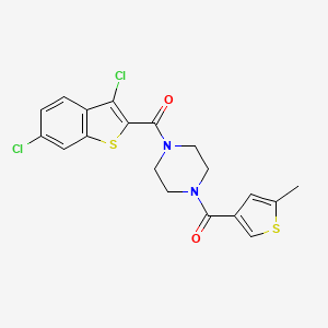 molecular formula C19H16Cl2N2O2S2 B6048188 1-[(3,6-dichloro-1-benzothien-2-yl)carbonyl]-4-[(5-methyl-3-thienyl)carbonyl]piperazine 