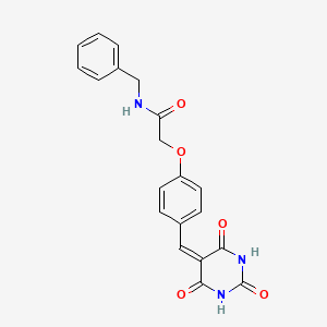 molecular formula C20H17N3O5 B6048217 N-benzyl-2-{4-[(2,4,6-trioxotetrahydro-5(2H)-pyrimidinylidene)methyl]phenoxy}acetamide 