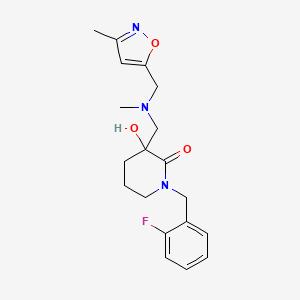 molecular formula C19H24FN3O3 B6048251 1-(2-fluorobenzyl)-3-hydroxy-3-({methyl[(3-methyl-5-isoxazolyl)methyl]amino}methyl)-2-piperidinone 