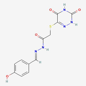 molecular formula C12H11N5O4S B6048271 2-[(3,5-dioxo-2,3,4,5-tetrahydro-1,2,4-triazin-6-yl)thio]-N'-(4-hydroxybenzylidene)acetohydrazide 