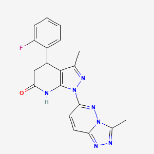 molecular formula C19H16FN7O B6048273 4-(2-fluorophenyl)-3-methyl-1-(3-methyl[1,2,4]triazolo[4,3-b]pyridazin-6-yl)-1,4,5,7-tetrahydro-6H-pyrazolo[3,4-b]pyridin-6-one 