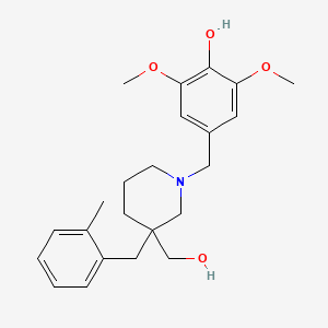 molecular formula C23H31NO4 B6048278 4-{[3-(hydroxymethyl)-3-(2-methylbenzyl)-1-piperidinyl]methyl}-2,6-dimethoxyphenol 