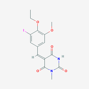 molecular formula C15H15IN2O5 B6048299 5-(4-ethoxy-3-iodo-5-methoxybenzylidene)-1-methyl-2,4,6(1H,3H,5H)-pyrimidinetrione 