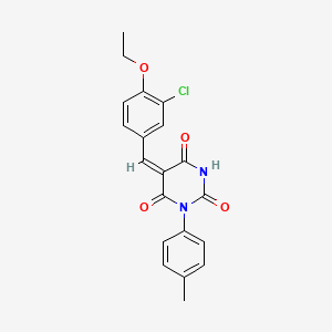 molecular formula C20H17ClN2O4 B6048342 5-(3-chloro-4-ethoxybenzylidene)-1-(4-methylphenyl)-2,4,6(1H,3H,5H)-pyrimidinetrione 