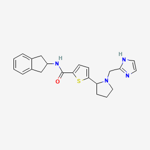 molecular formula C22H24N4OS B6048346 N-(2,3-dihydro-1H-inden-2-yl)-5-[1-(1H-imidazol-2-ylmethyl)-2-pyrrolidinyl]-2-thiophenecarboxamide 