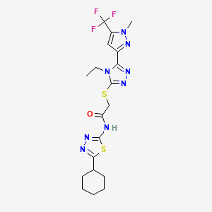 N-(5-cyclohexyl-1,3,4-thiadiazol-2-yl)-2-({4-ethyl-5-[1-methyl-5-(trifluoromethyl)-1H-pyrazol-3-yl]-4H-1,2,4-triazol-3-yl}thio)acetamide