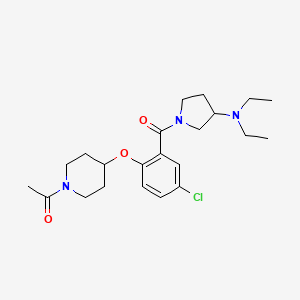 molecular formula C22H32ClN3O3 B6048364 1-{2-[(1-acetyl-4-piperidinyl)oxy]-5-chlorobenzoyl}-N,N-diethyl-3-pyrrolidinamine 