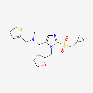 molecular formula C19H27N3O3S2 B6048367 1-[2-[(cyclopropylmethyl)sulfonyl]-1-(tetrahydro-2-furanylmethyl)-1H-imidazol-5-yl]-N-methyl-N-(2-thienylmethyl)methanamine 