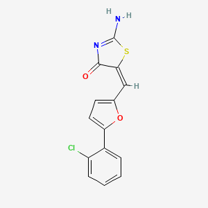 molecular formula C14H9ClN2O2S B6048375 5-{[5-(2-chlorophenyl)-2-furyl]methylene}-2-imino-1,3-thiazolidin-4-one 