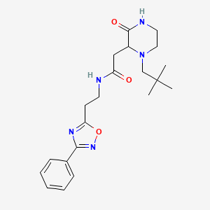 molecular formula C21H29N5O3 B6048400 2-[1-(2,2-dimethylpropyl)-3-oxo-2-piperazinyl]-N-[2-(3-phenyl-1,2,4-oxadiazol-5-yl)ethyl]acetamide 