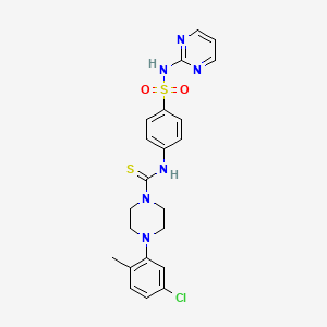 molecular formula C22H23ClN6O2S2 B6048418 4-(5-chloro-2-methylphenyl)-N-{4-[(2-pyrimidinylamino)sulfonyl]phenyl}-1-piperazinecarbothioamide 