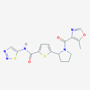 molecular formula C16H15N5O3S2 B6048425 5-{1-[(5-methyl-1,3-oxazol-4-yl)carbonyl]-2-pyrrolidinyl}-N-1,2,3-thiadiazol-5-yl-2-thiophenecarboxamide 
