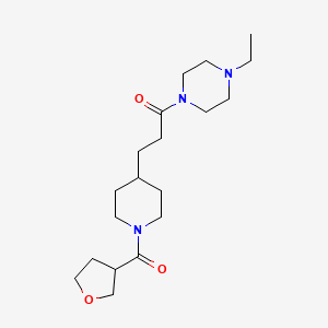 molecular formula C19H33N3O3 B6048462 1-ethyl-4-{3-[1-(tetrahydro-3-furanylcarbonyl)-4-piperidinyl]propanoyl}piperazine 