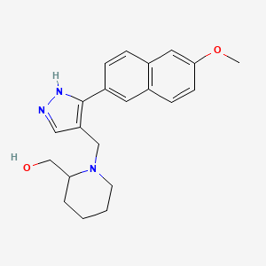 molecular formula C21H25N3O2 B6048521 (1-{[3-(6-methoxy-2-naphthyl)-1H-pyrazol-4-yl]methyl}-2-piperidinyl)methanol 