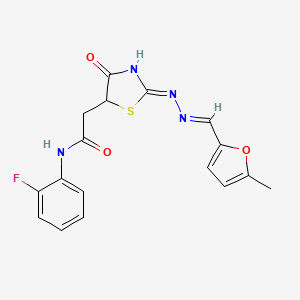 molecular formula C17H15FN4O3S B6048577 N-(2-fluorophenyl)-2-(4-hydroxy-2-{[(5-methyl-2-furyl)methylene]hydrazono}-2,5-dihydro-1,3-thiazol-5-yl)acetamide 