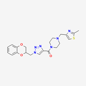 molecular formula C21H24N6O3S B6048601 1-{[1-(2,3-dihydro-1,4-benzodioxin-2-ylmethyl)-1H-1,2,3-triazol-4-yl]carbonyl}-4-[(2-methyl-1,3-thiazol-4-yl)methyl]piperazine 