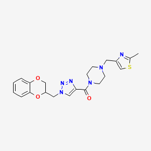 1-{[1-(2,3-dihydro-1,4-benzodioxin-2-ylmethyl)-1H-1,2,3-triazol-4-yl]carbonyl}-4-[(2-methyl-1,3-thiazol-4-yl)methyl]piperazine