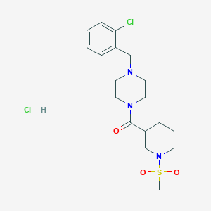 molecular formula C18H27Cl2N3O3S B6048604 1-(2-chlorobenzyl)-4-{[1-(methylsulfonyl)-3-piperidinyl]carbonyl}piperazine hydrochloride 